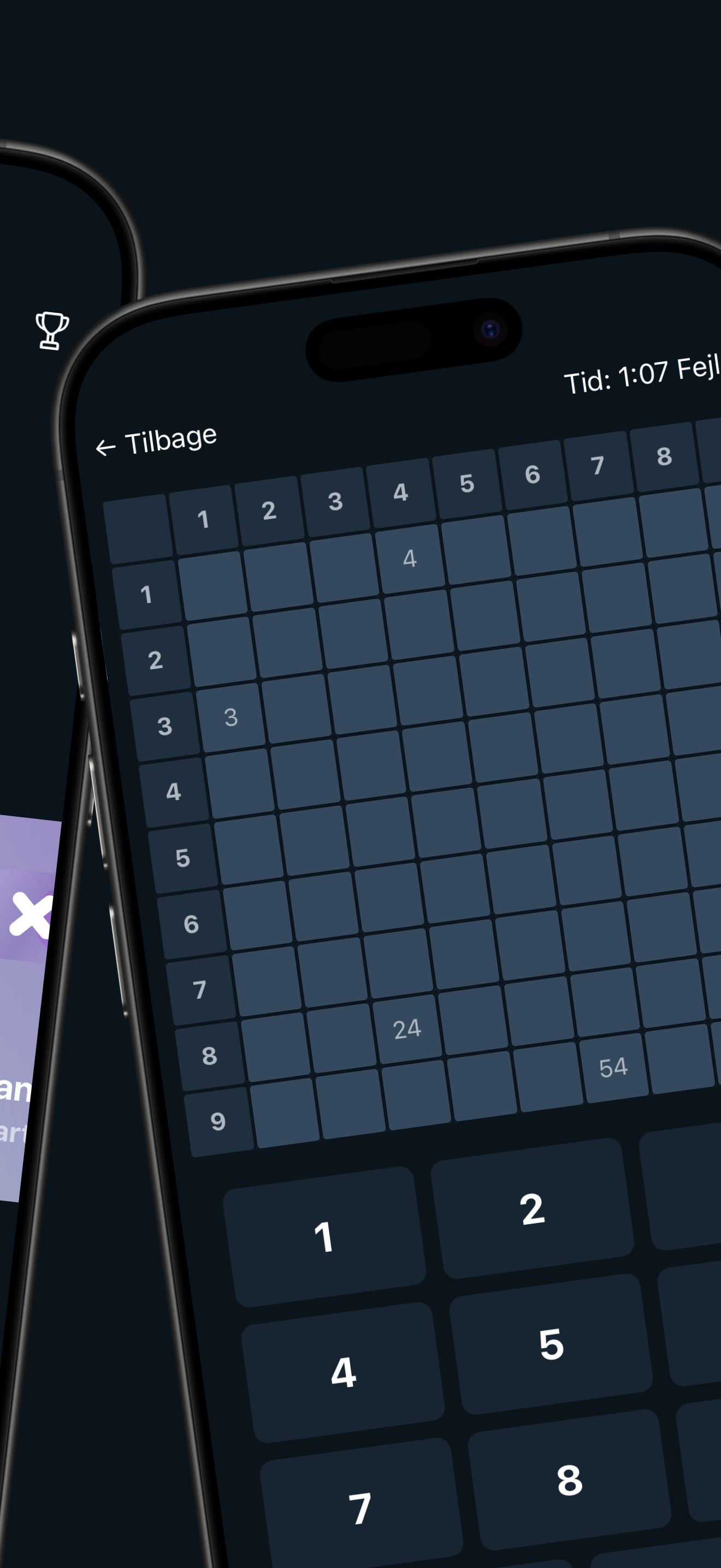 Udfyld tabel – spilskærm
